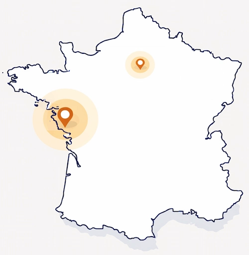 Zones d’intervention Tangram : Vendée, Nantes, Paris
